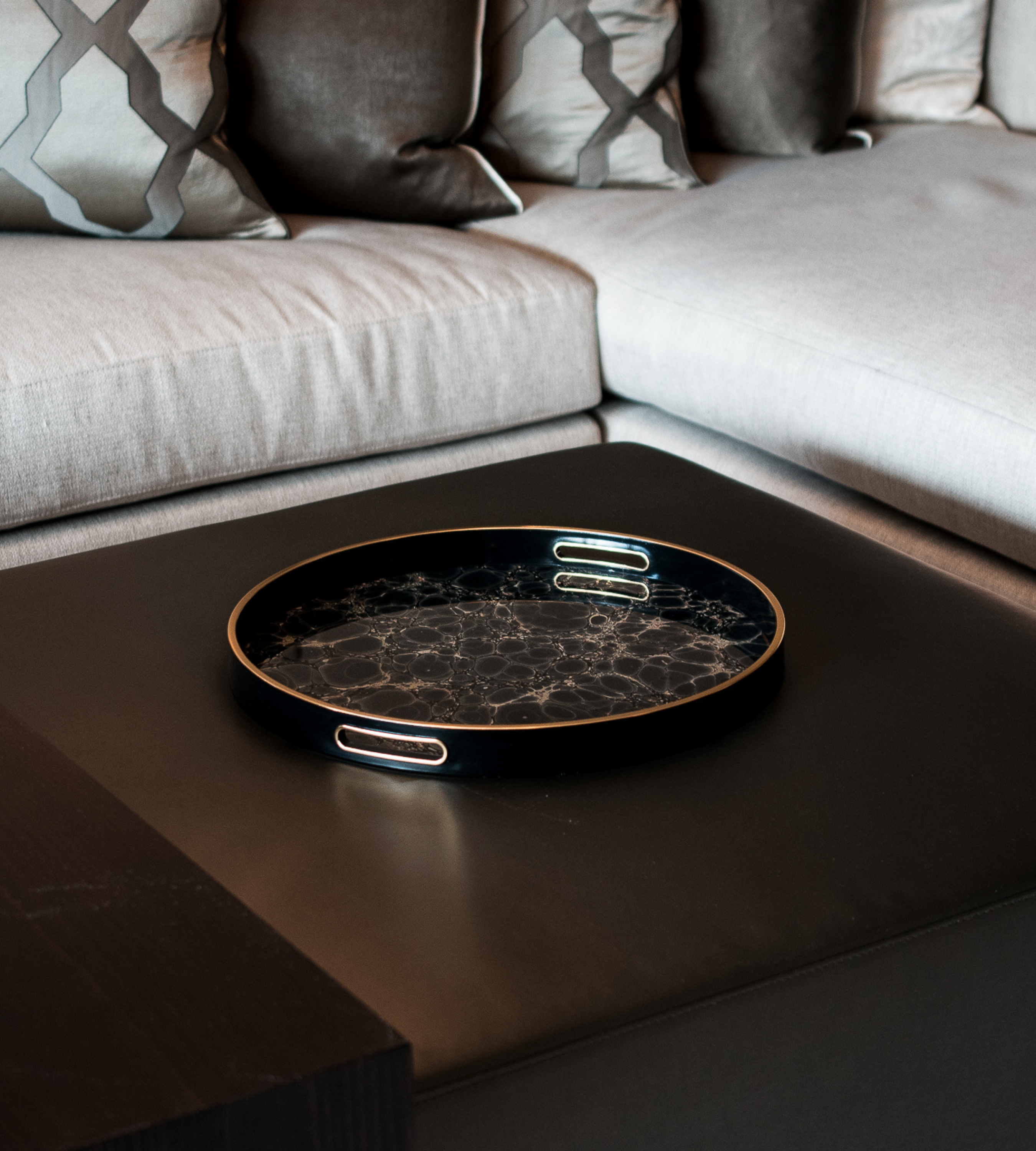 Indigo Blue and Gold Mottled Effect Tray