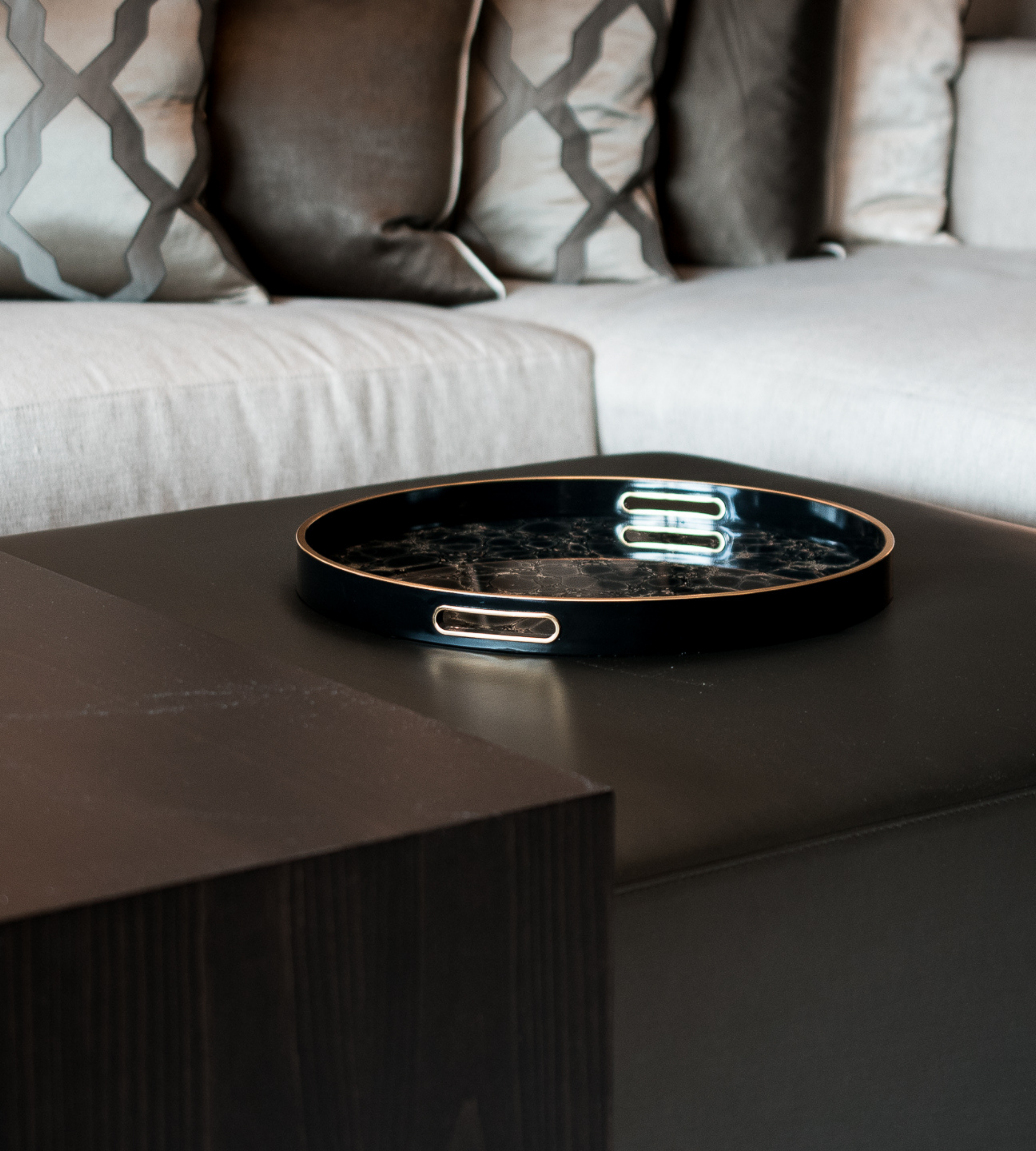 Indigo Blue and Gold Mottled Effect Tray