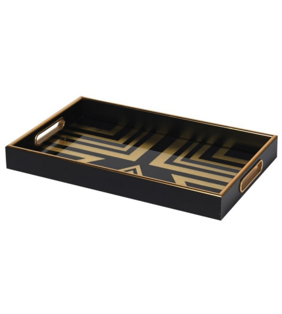 Art Deco Black and Gold Square Tray