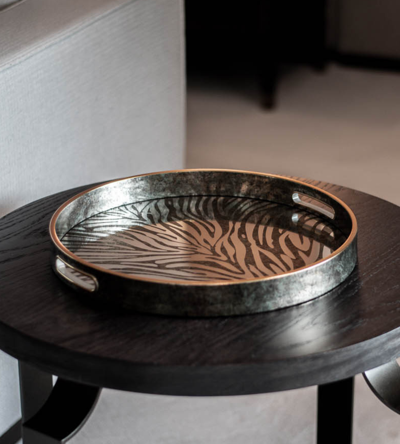 Zebra Pattern Antique Decorative Tray