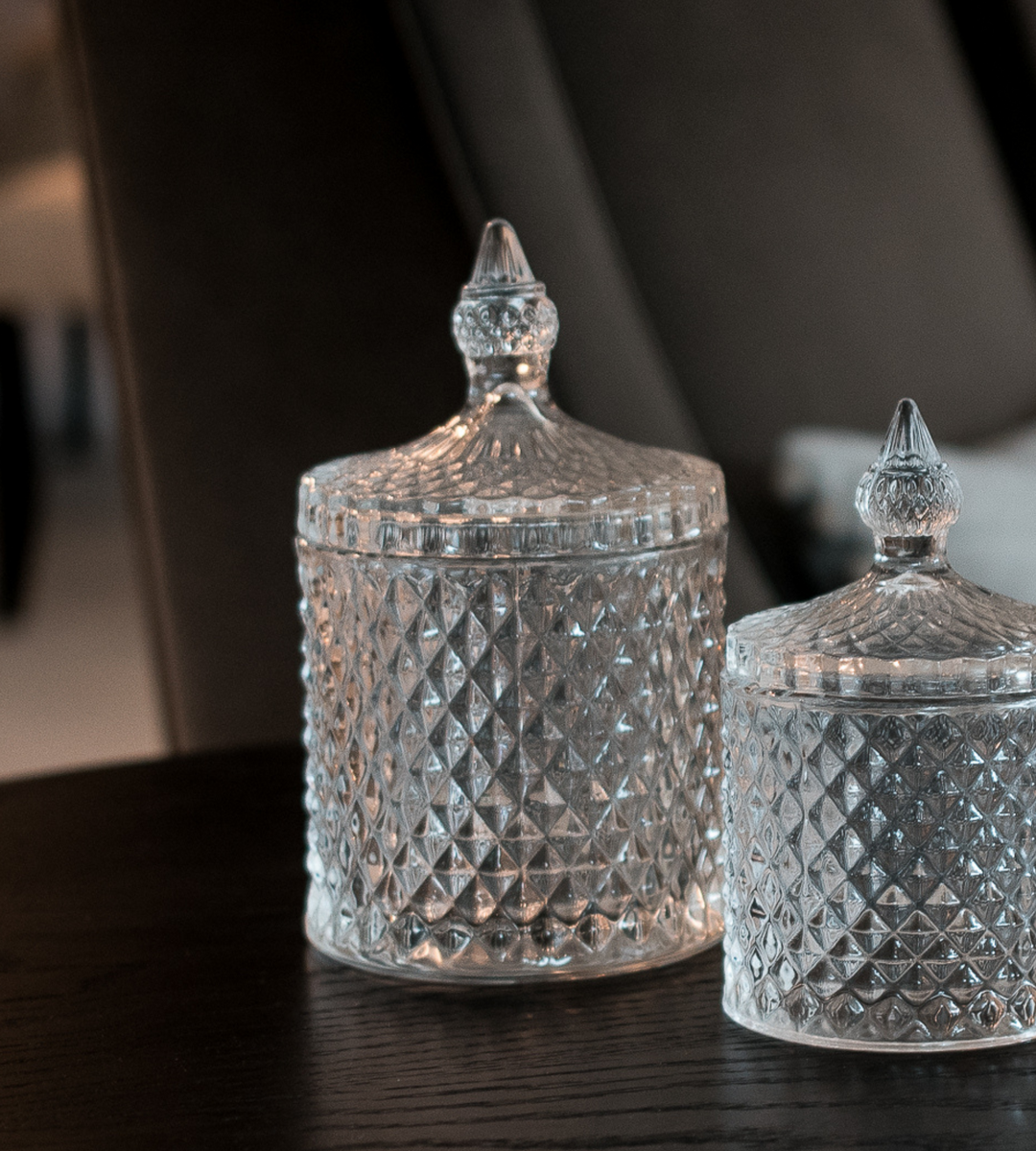 Medium Cut Glass Jar with Lid | Chloe Jade Home