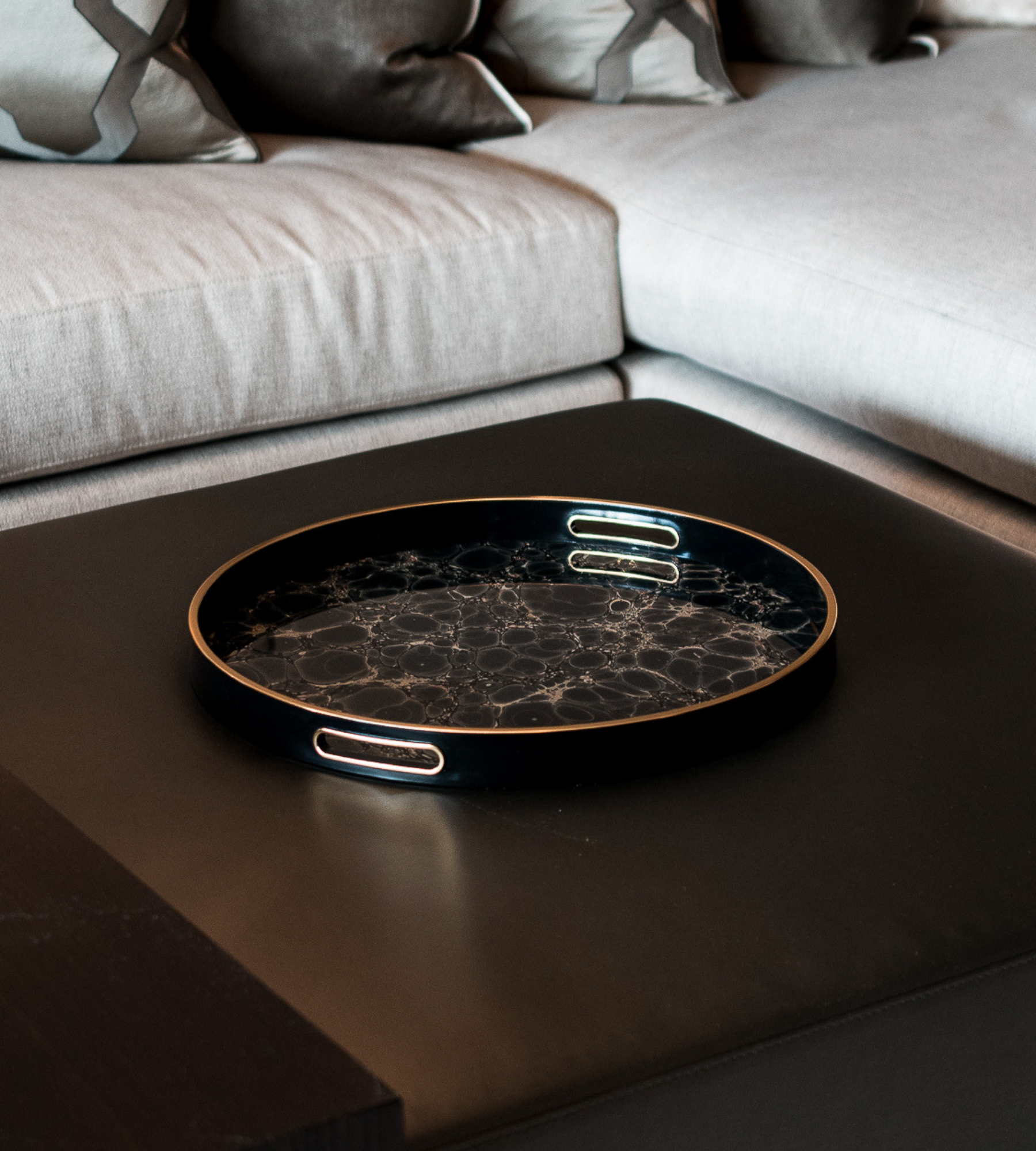 Indigo Blue and Gold Mottled Effect Tray