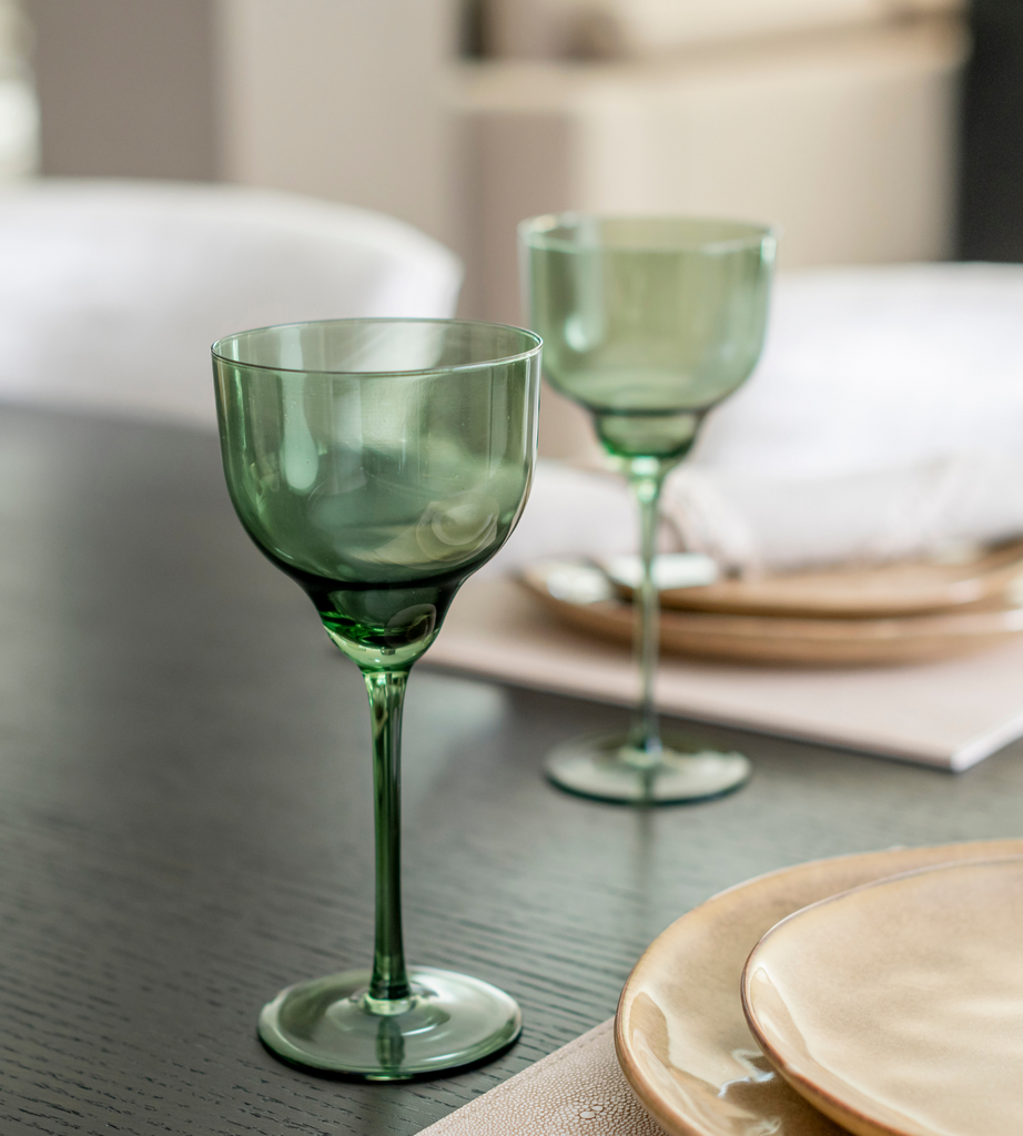 Set of 4 Olive Green Wine Glasses