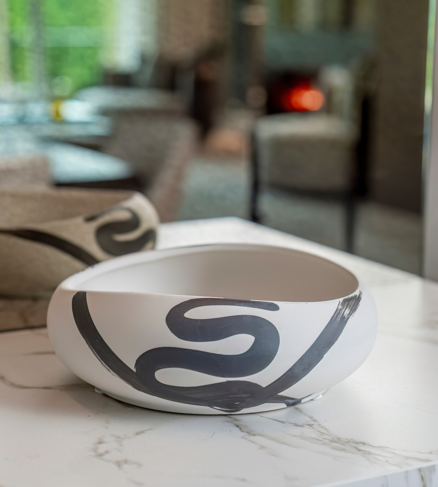 Black and Cream Ceramic Pot