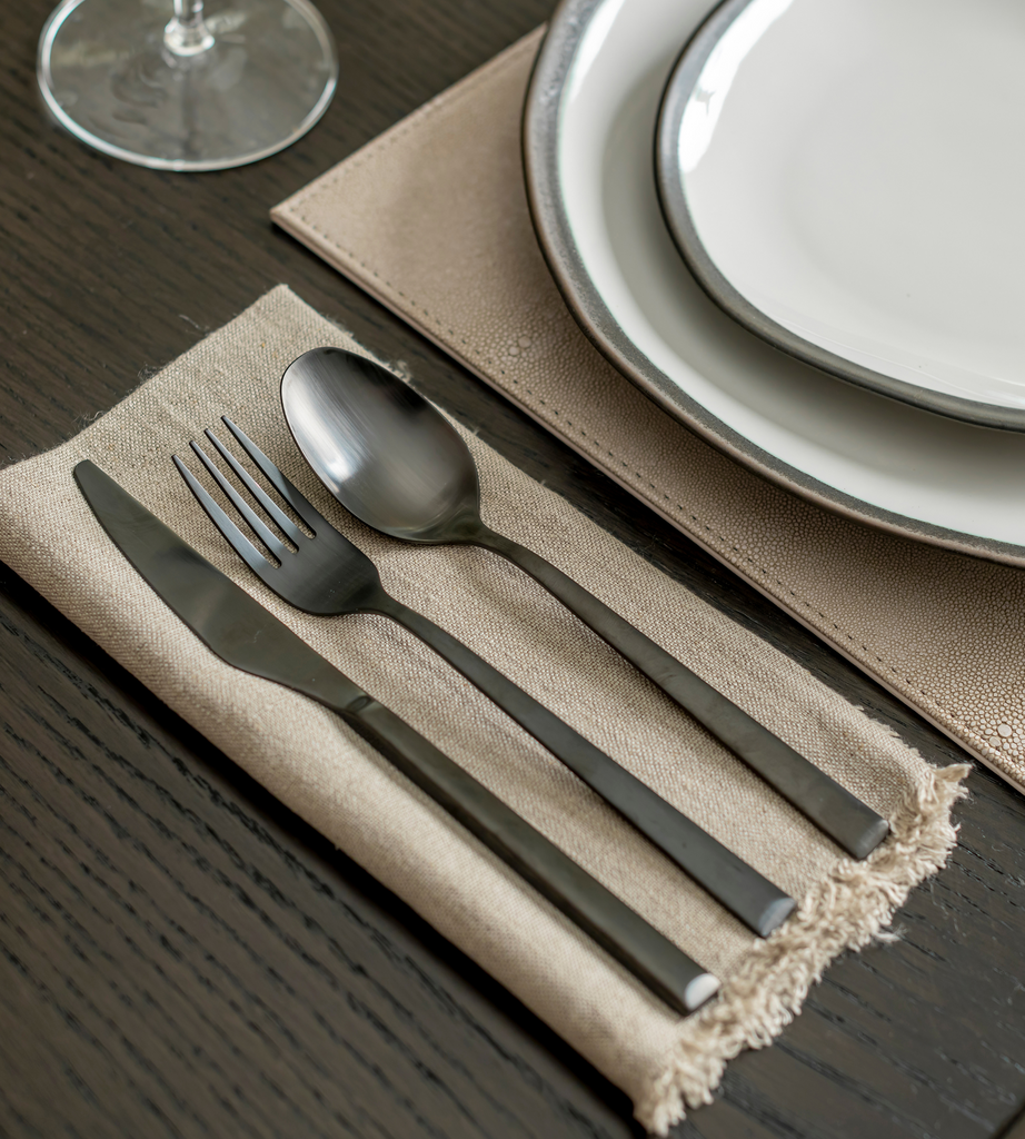 Set of 16 Black Stainless Steel Cutlery Set