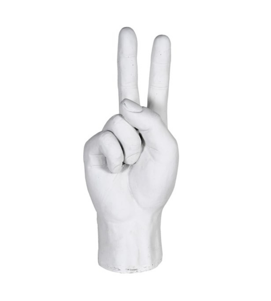 White Resin Peace Sign Hand Ornament