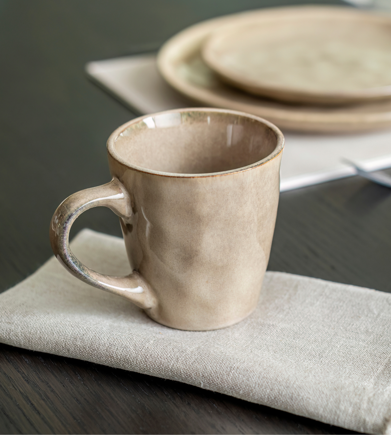 Set of 4 Taupe Organic Ceramic Mugs