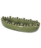 Green Ceramic Oval Bobble Edged Bowl