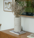 Travertine Ribbed Vase