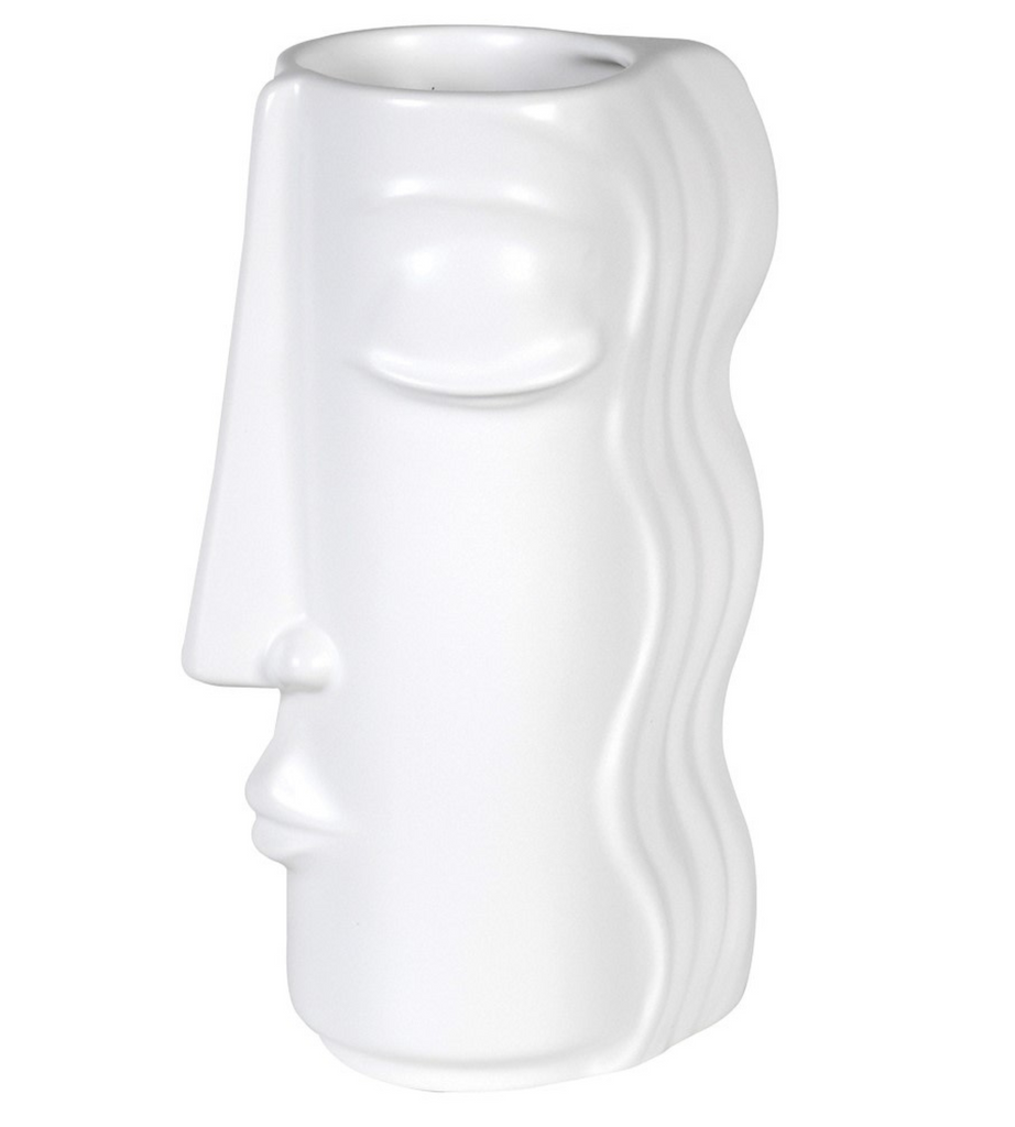 White Face Vase with Hair