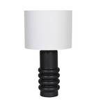 Black Ringed Ceramic Table Lamp with Linen Shade