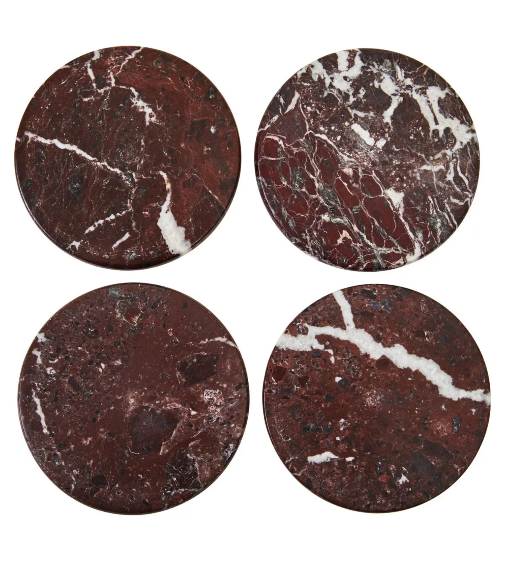 Set of 4 Red Marble Coasters