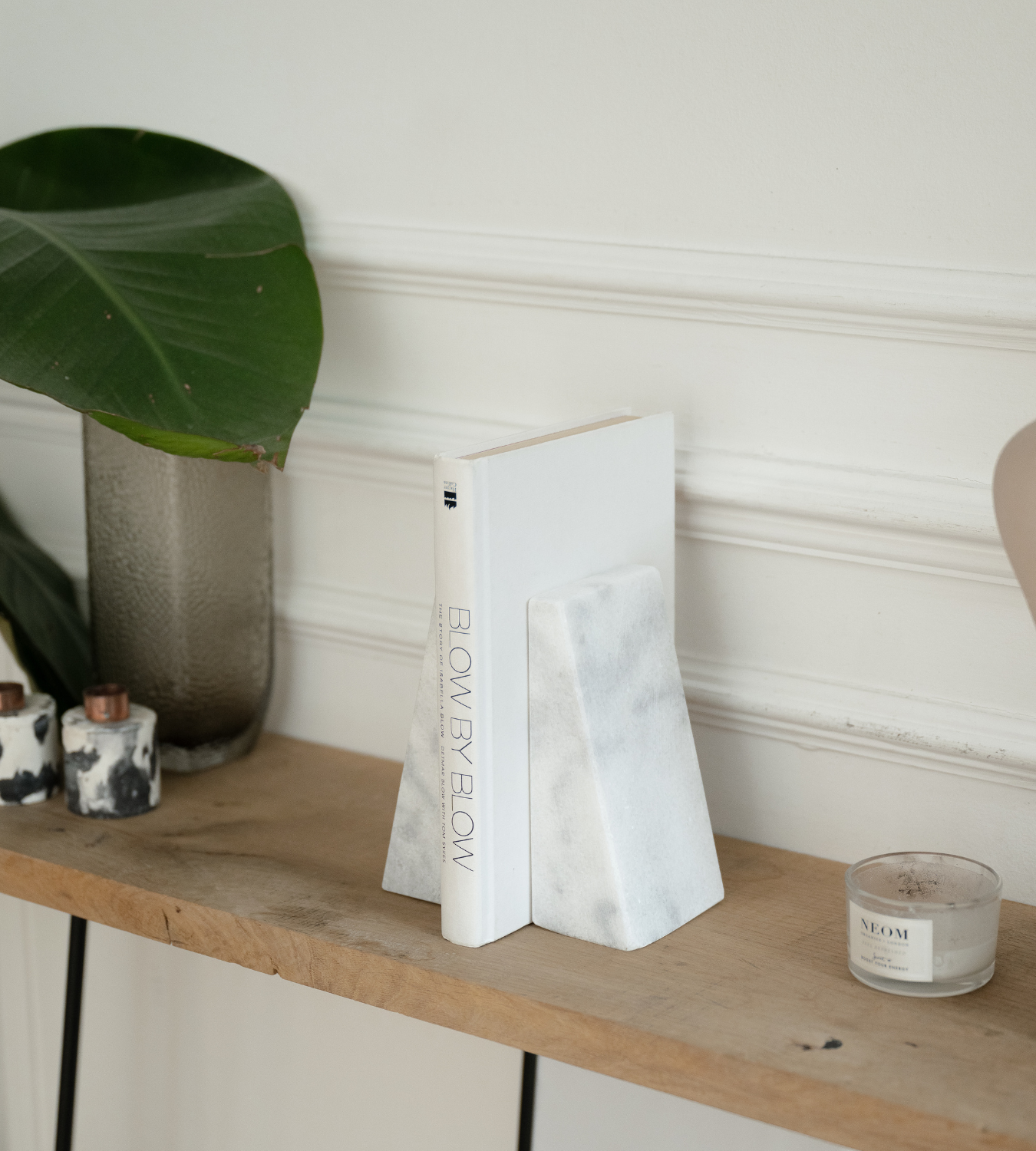 Marris Set Of 2 White Marble Bookends