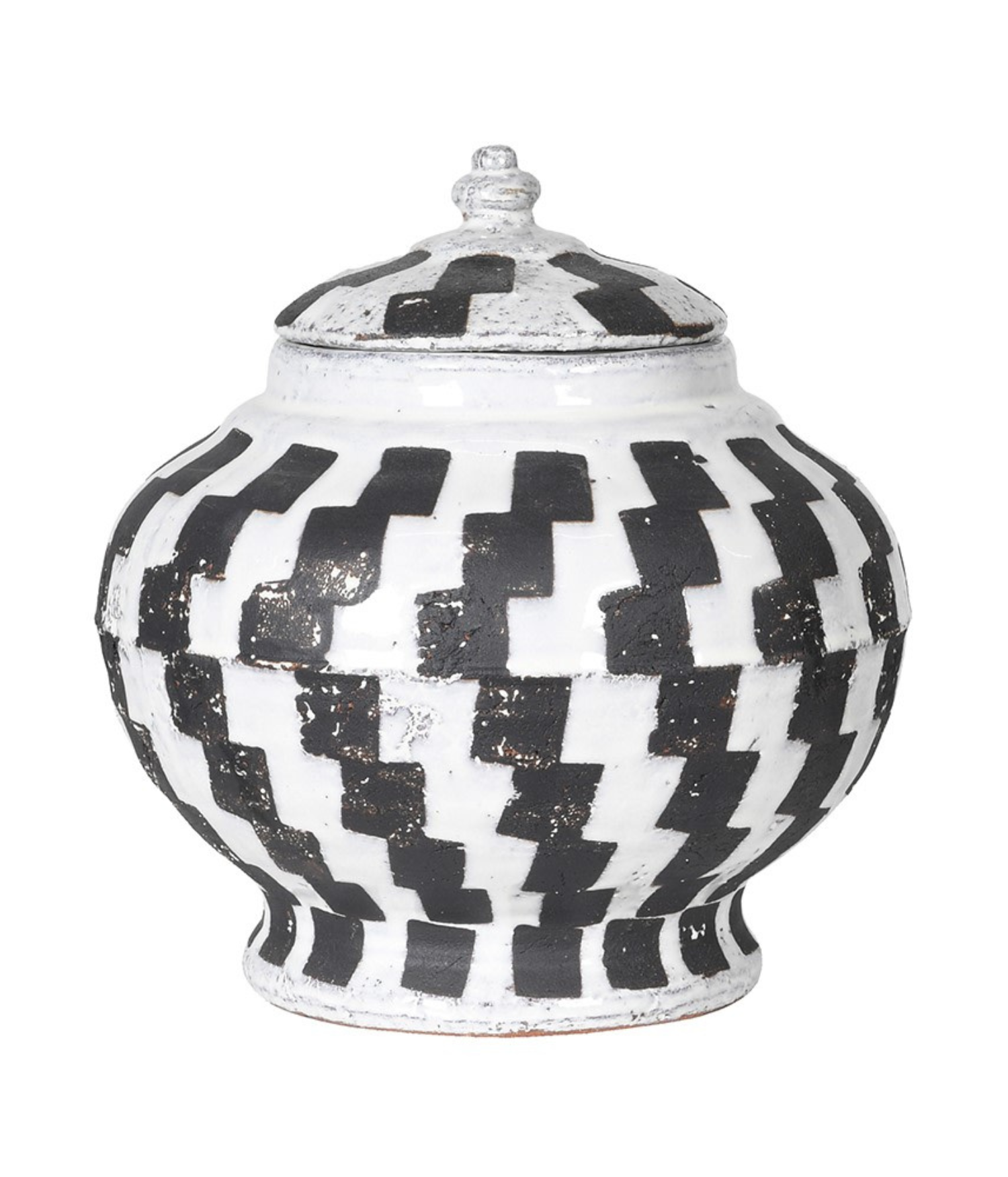 Checker Ceramic Lidded Jar