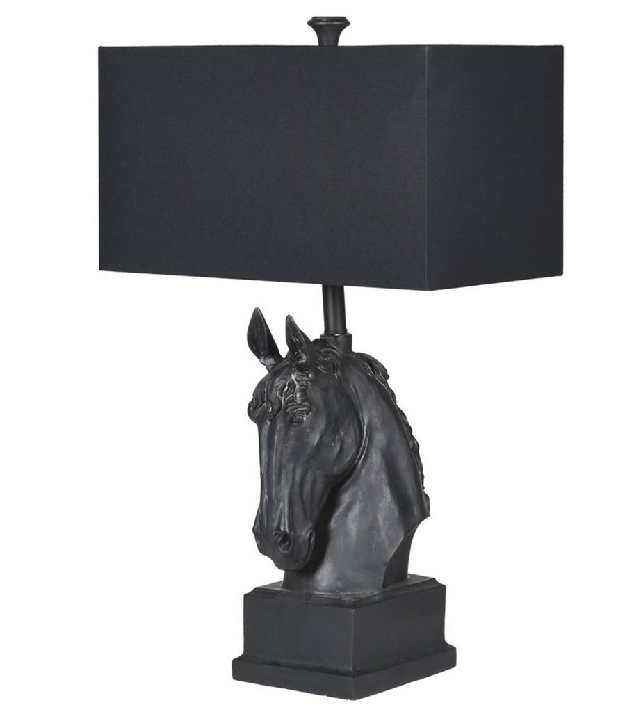 Horse Table Lamp with Black Shade