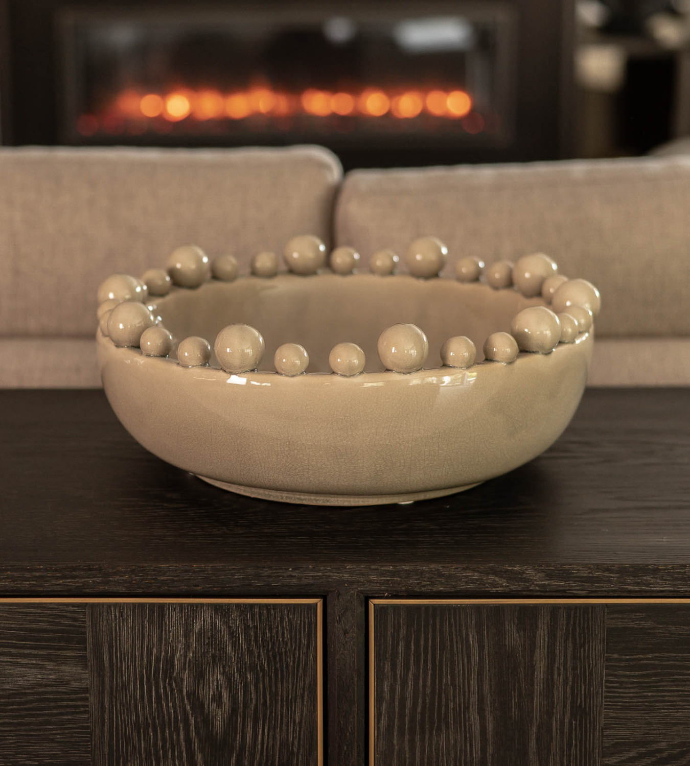 Cream Ceramic Bobble Edged Bowl