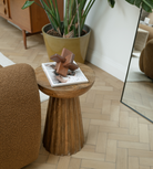 Natural Mango Wood Carved Ridge Side Table