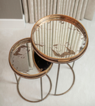 Set of 2 Gold Marble Mirror Round Tray Tables