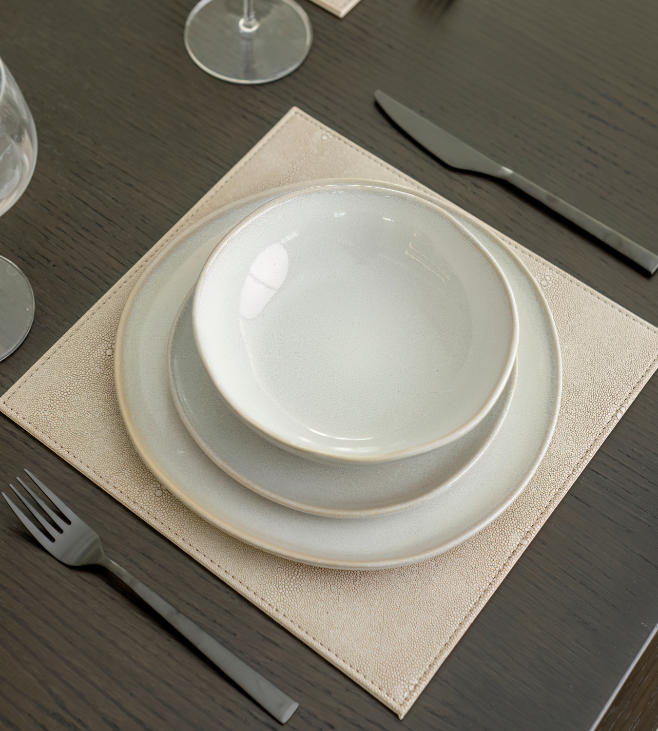 Cream Organic Shape 12 Piece Ceramic Dinner Set