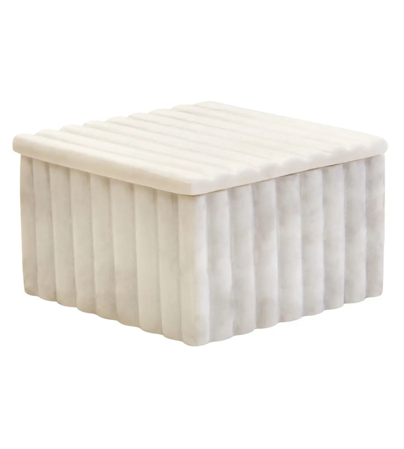 Isla Square White Fluted Marble Box