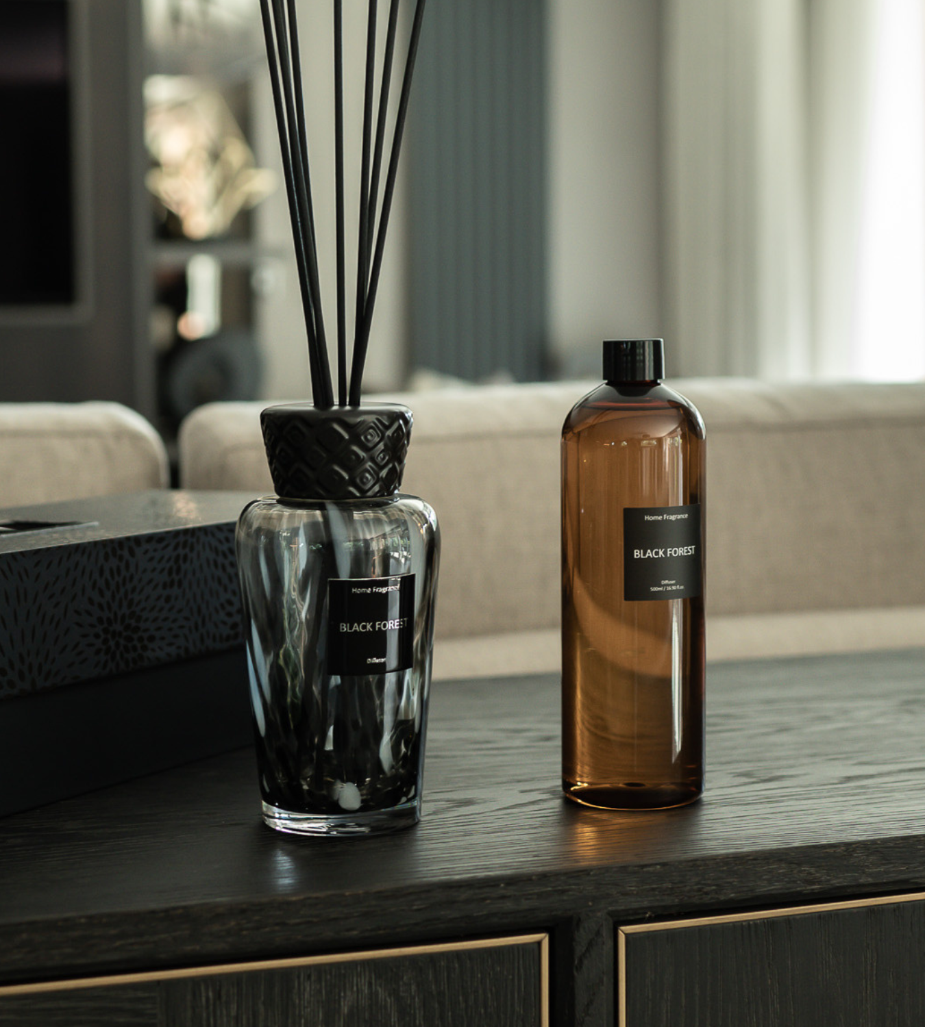 Large Speckled Luxe Black Forest Glass Reed Diffuser 500ml – Chloe Jade ...