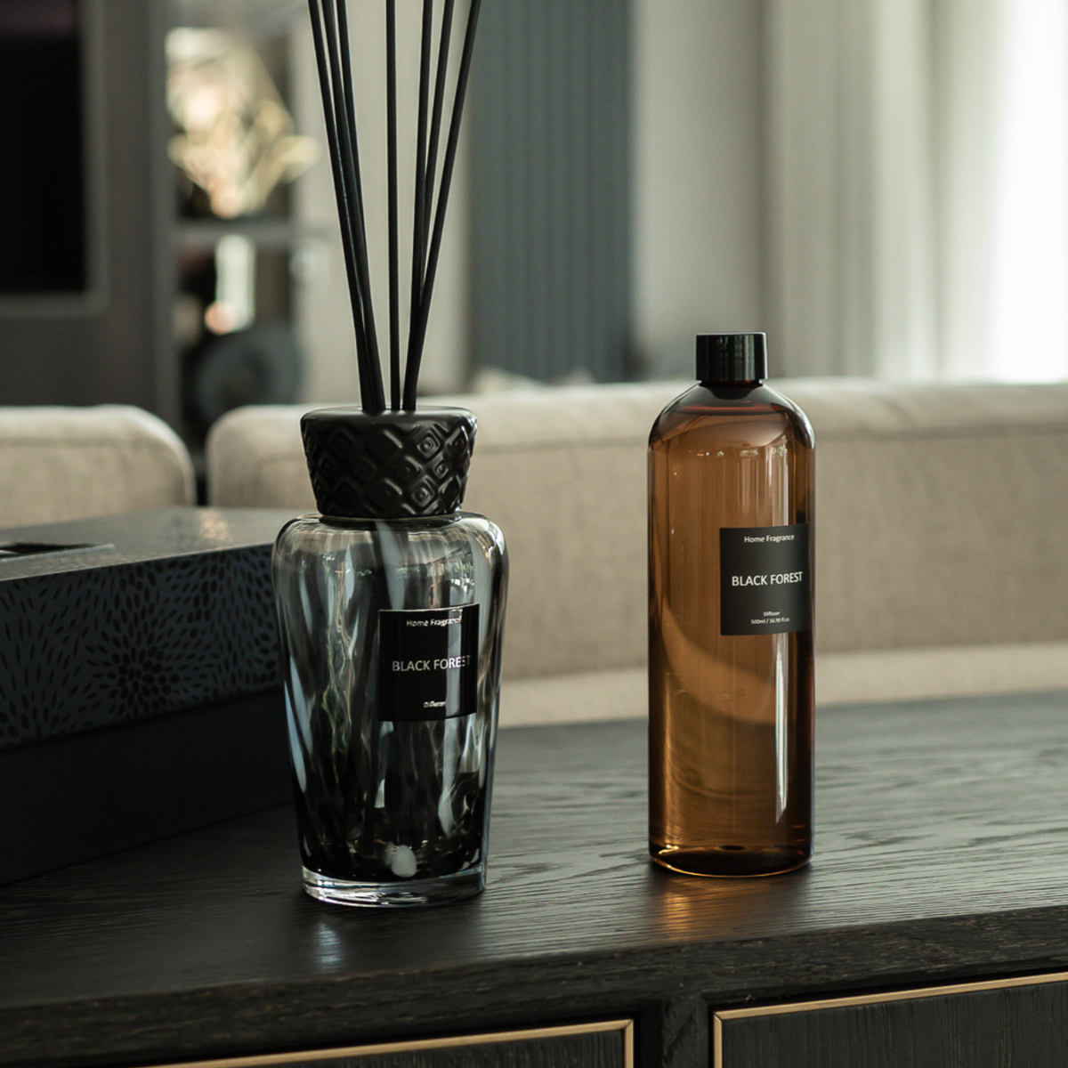 Large Speckled Luxe Black Forest Glass Reed Diffuser 500ml – Chloe Jade ...