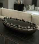 Black Ceramic Oval Bobble Edged Bowl