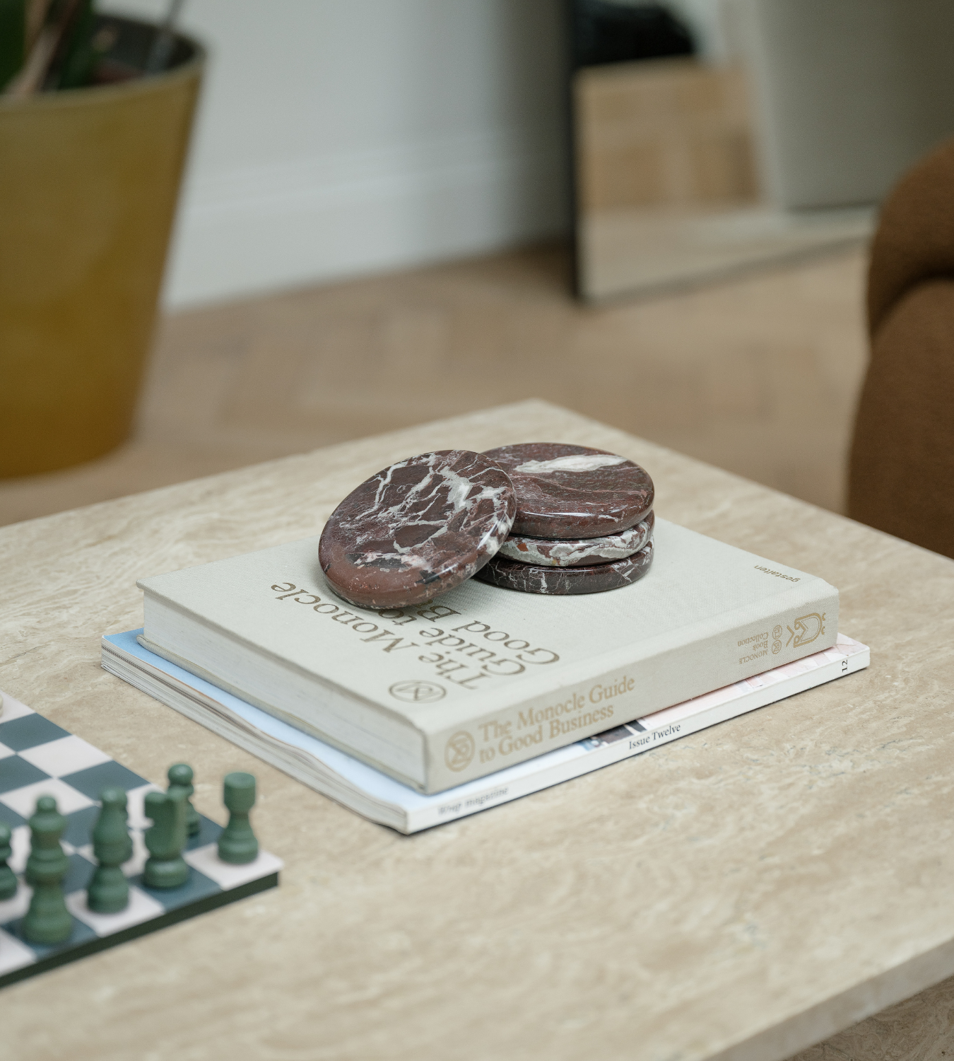 Set of 4 Red Marble Coasters