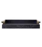 Black Wooden Tray with Gold Handle