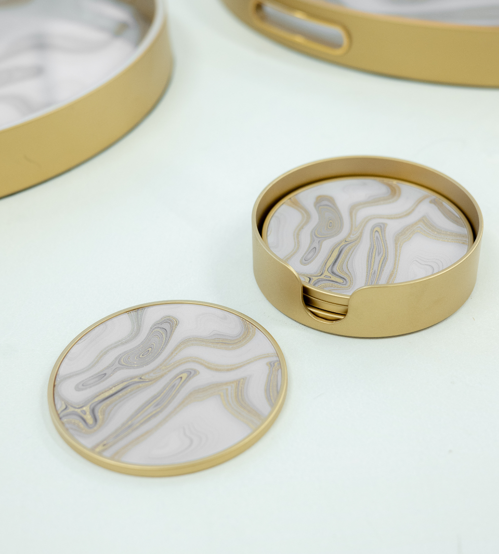 Set of 4 Gold Swirl Coasters