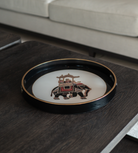 Dark Black & Gold Rimmed Elephant Tray