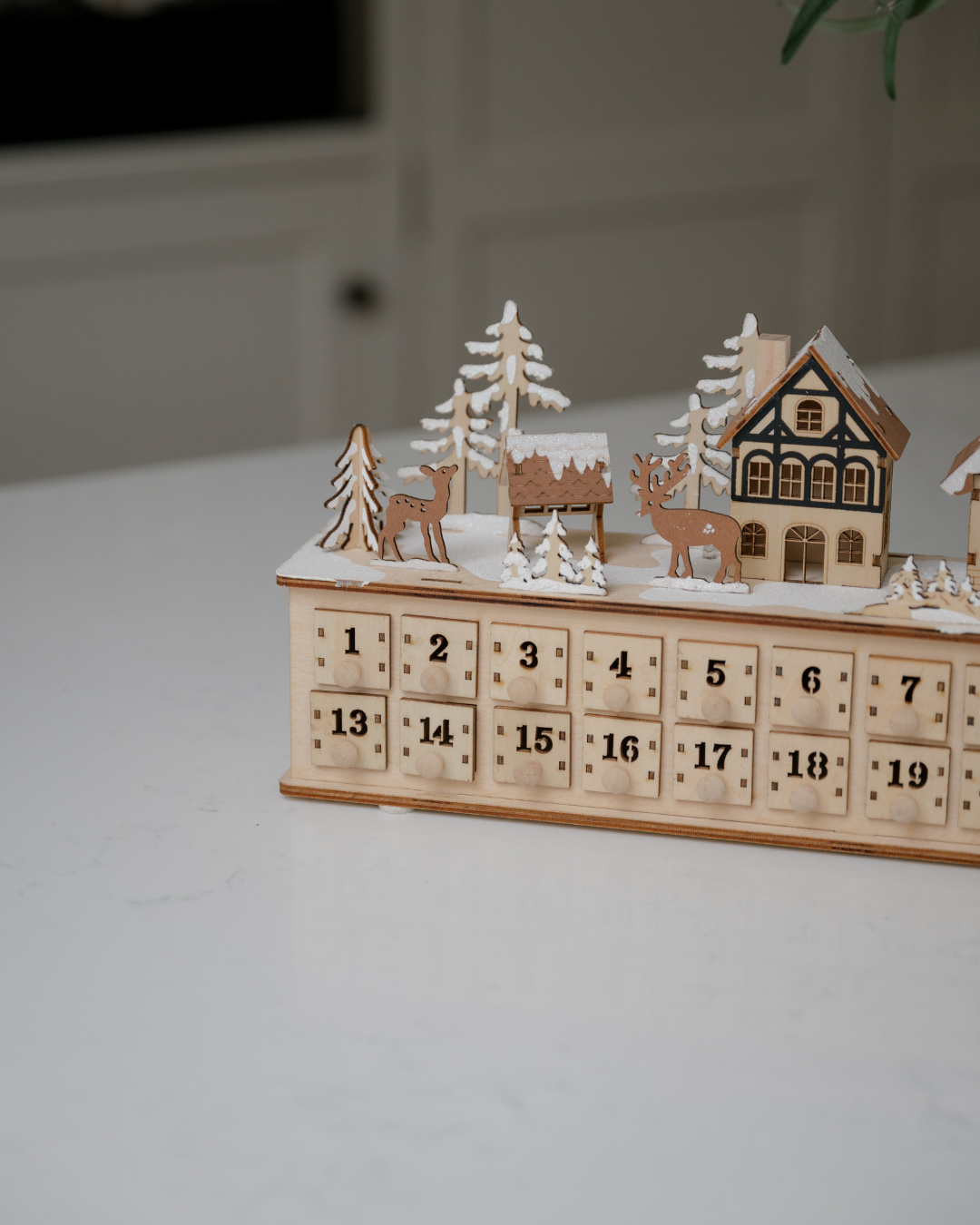 Wooden Town Scene Advent Drawers