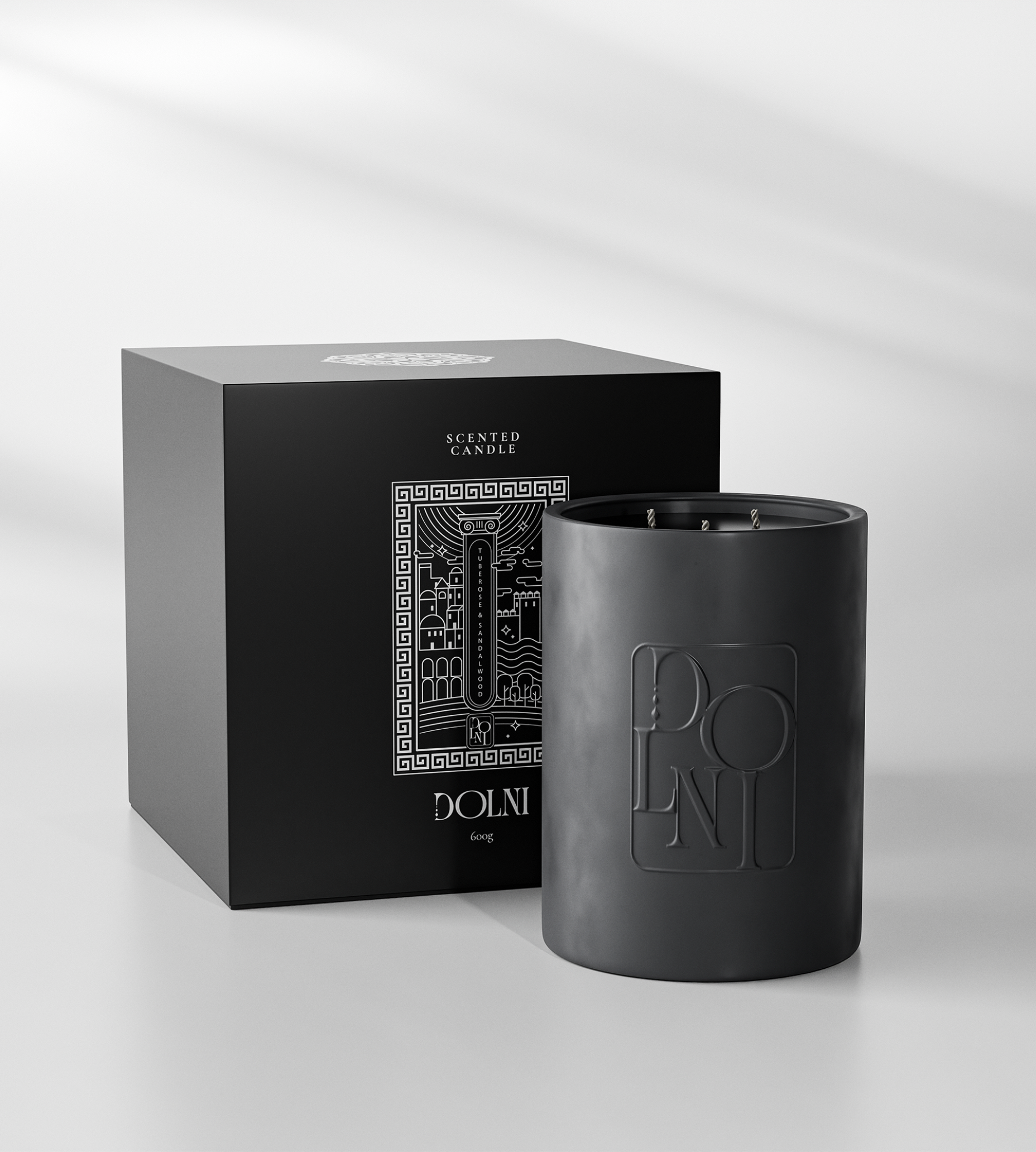 Dolni Large Black Ceramic 600g Tuberose & Sandalwood Candle