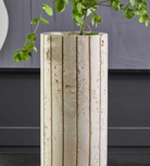Travertine Ribbed Vase