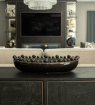 Black Ceramic Oval Bobble Edged Bowl
