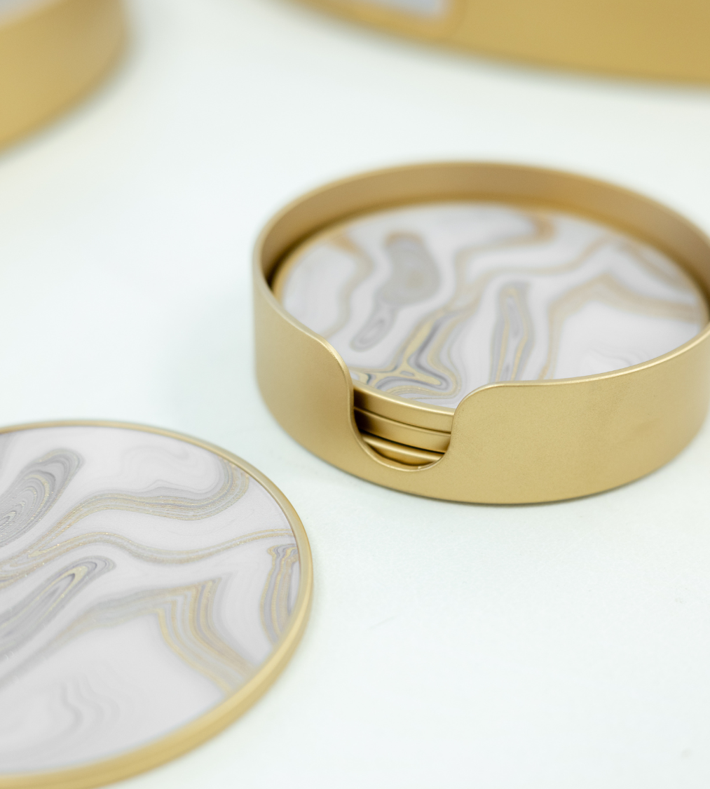 Set of 4 Gold Swirl Coasters