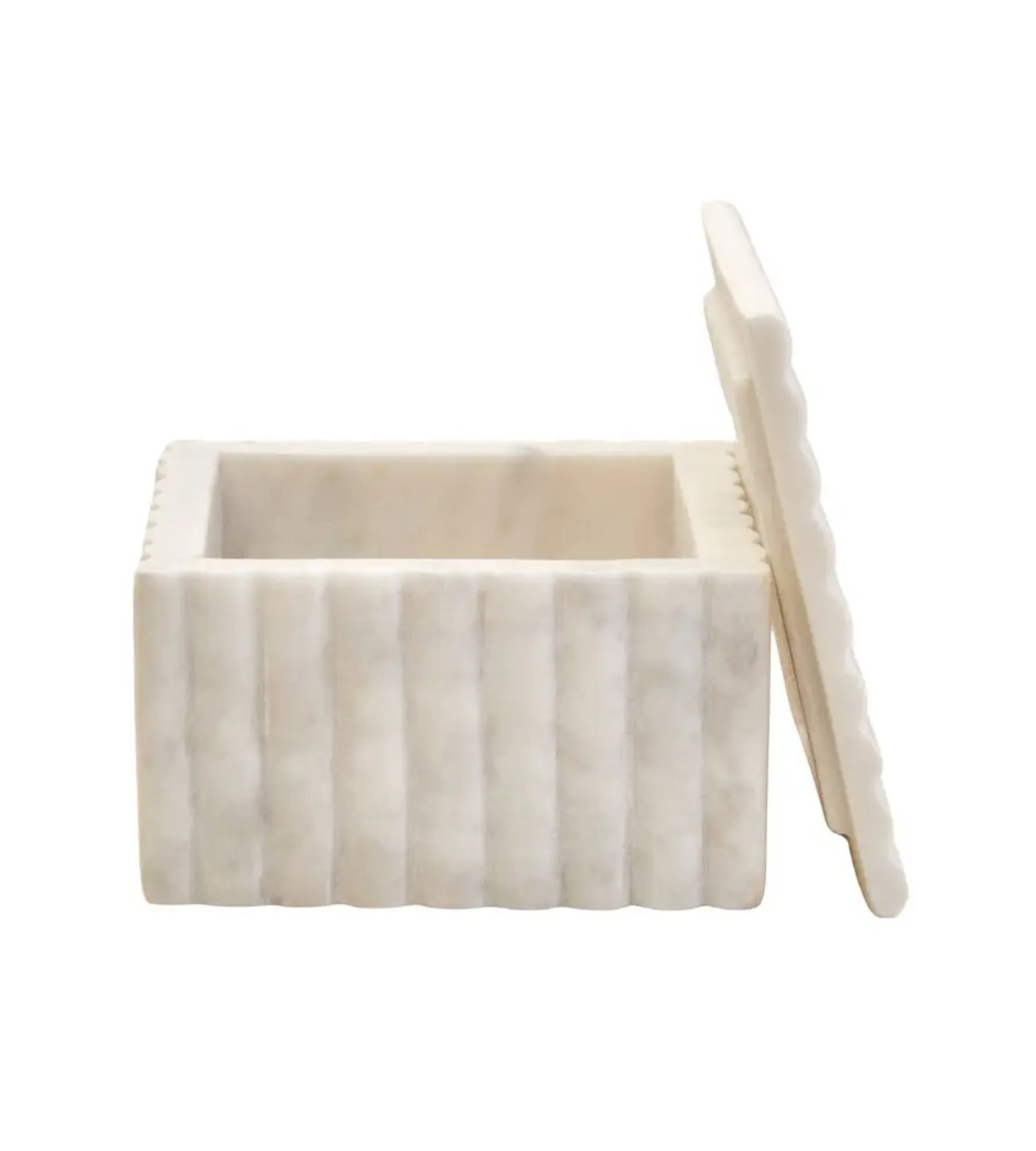Isla Square White Fluted Marble Box