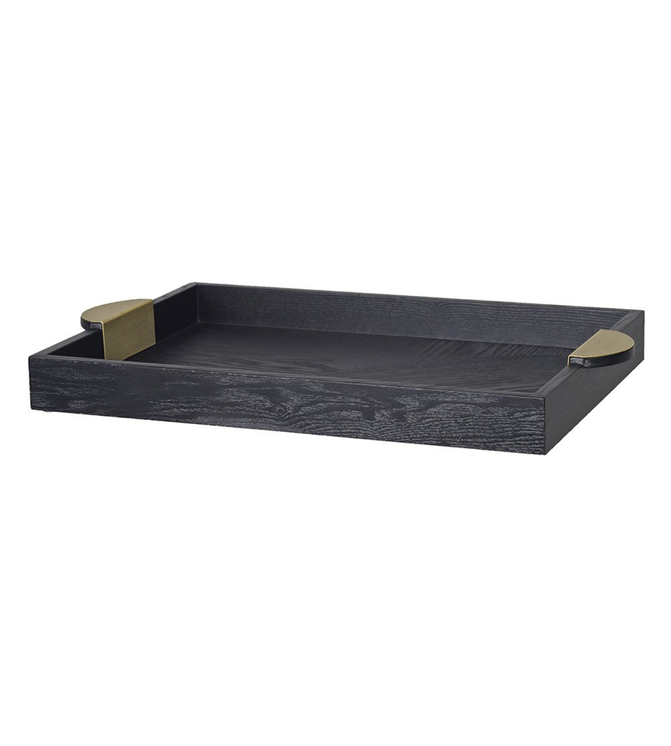Black Wooden Tray with Gold Handle