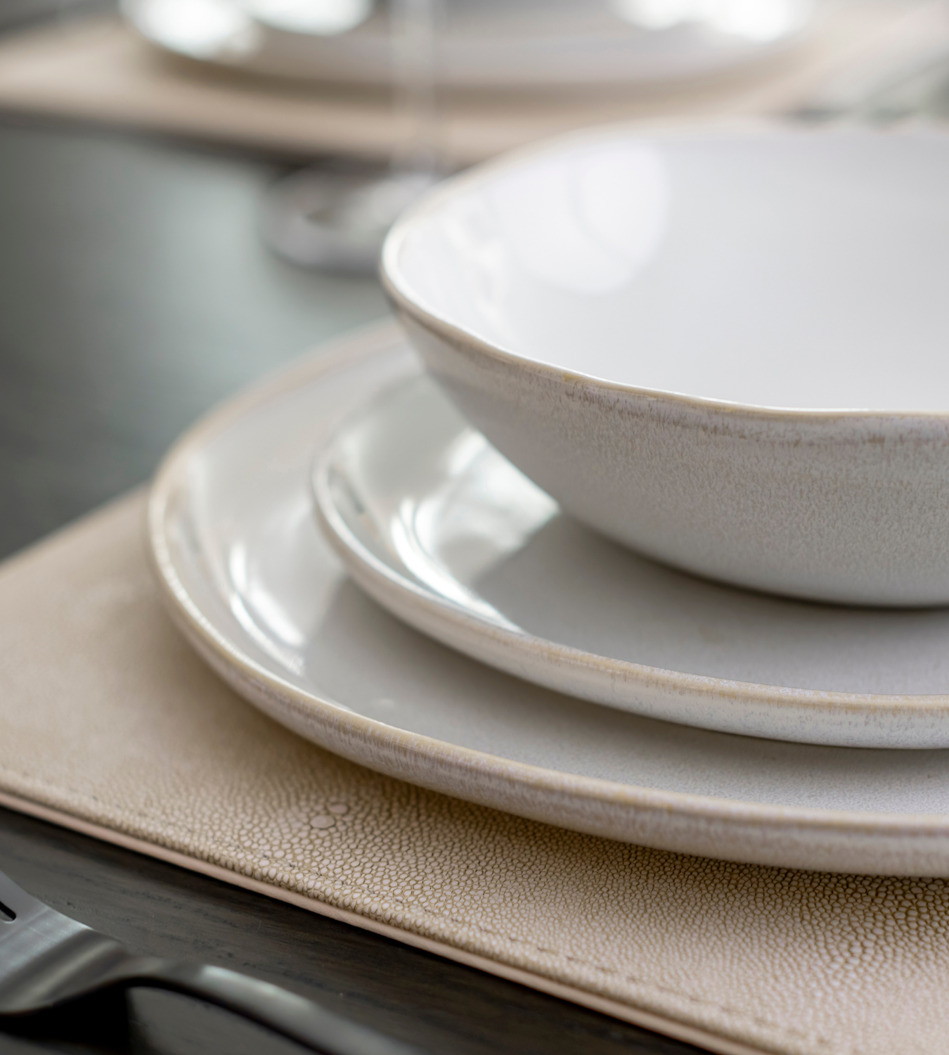 Cream Organic Shape 12 Piece Ceramic Dinner Set