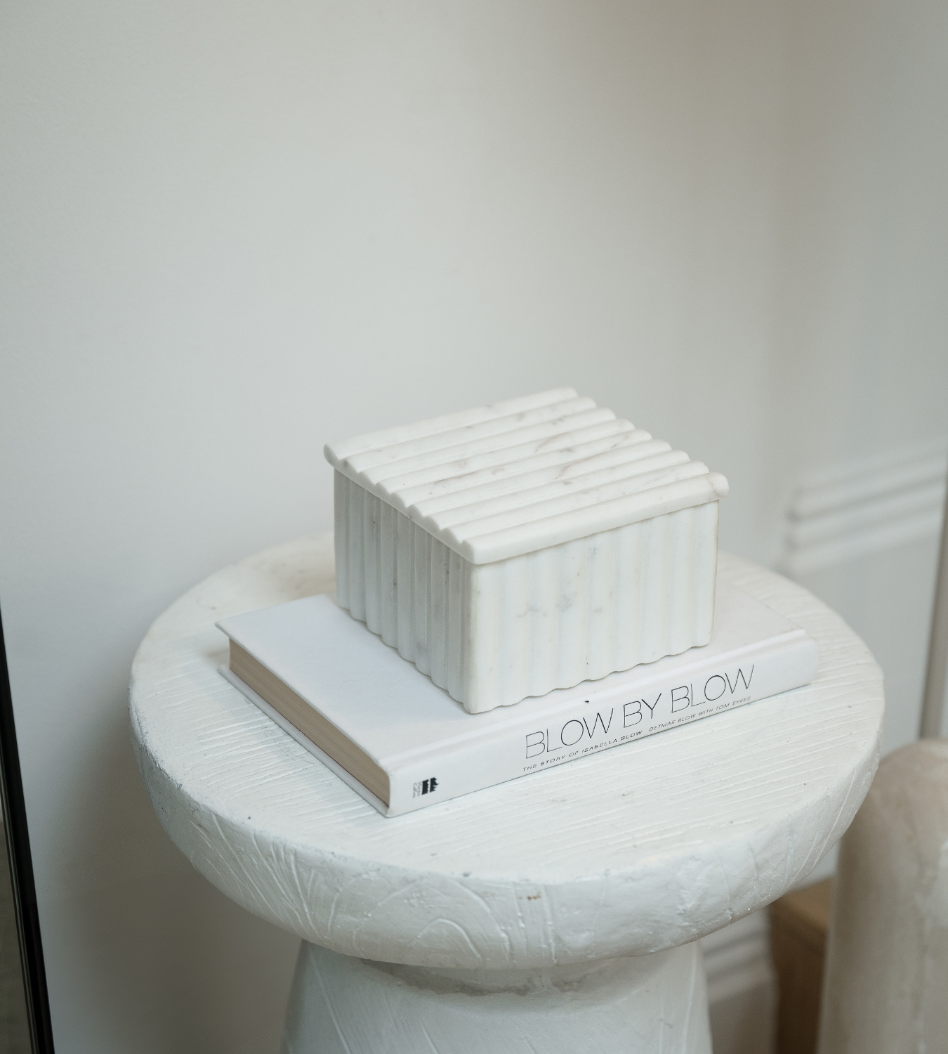 Isla Square White Fluted Marble Box