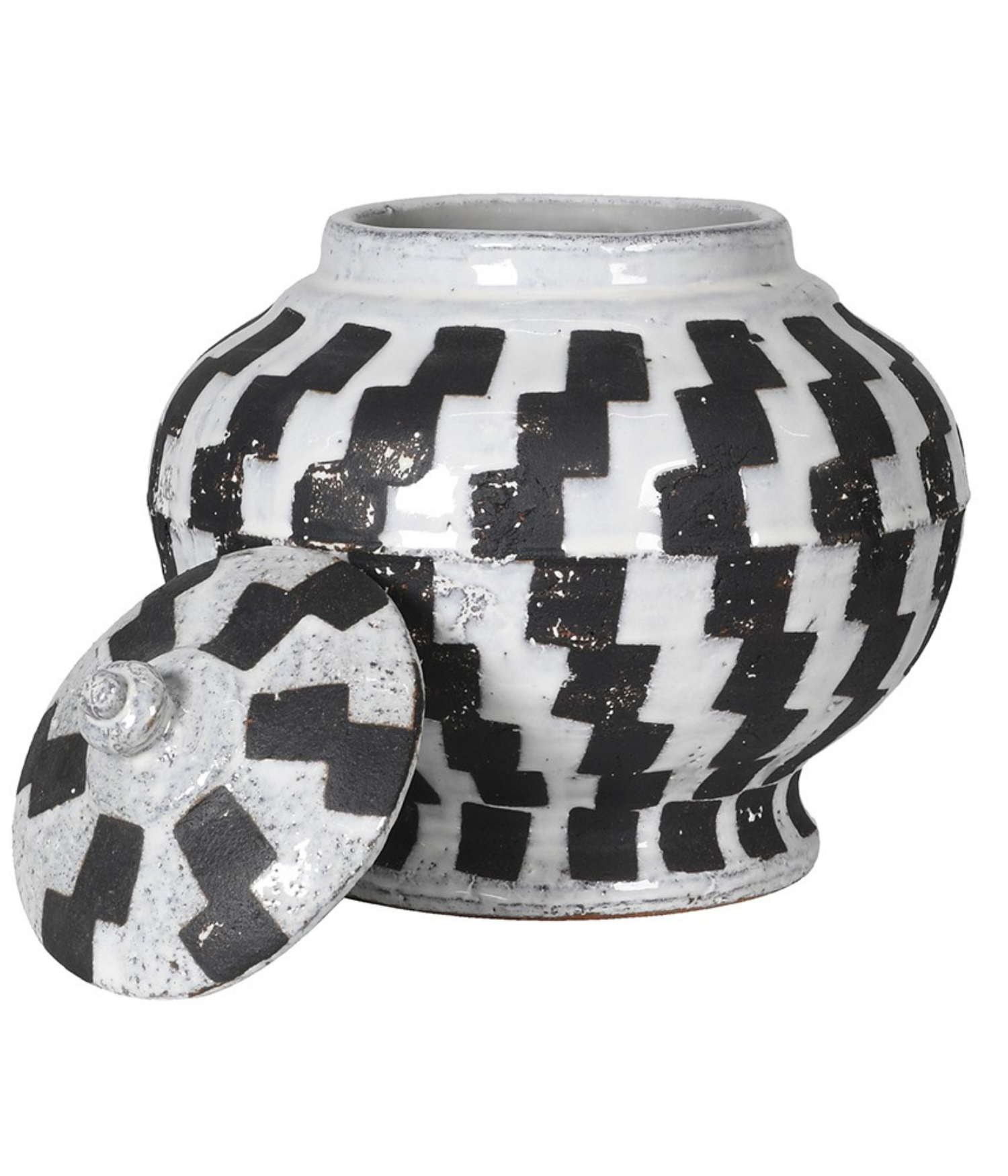 Checker Ceramic Lidded Jar