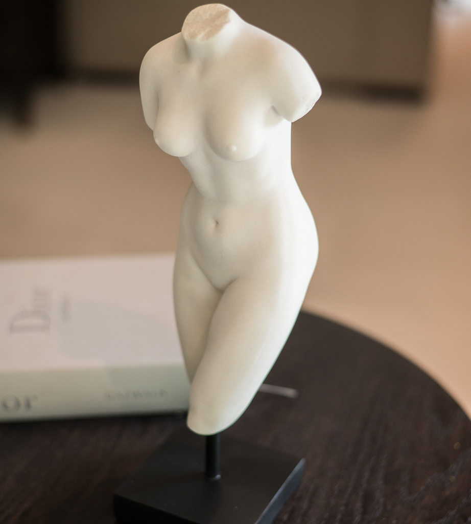 Small Faux Marble Female Torso On Stand