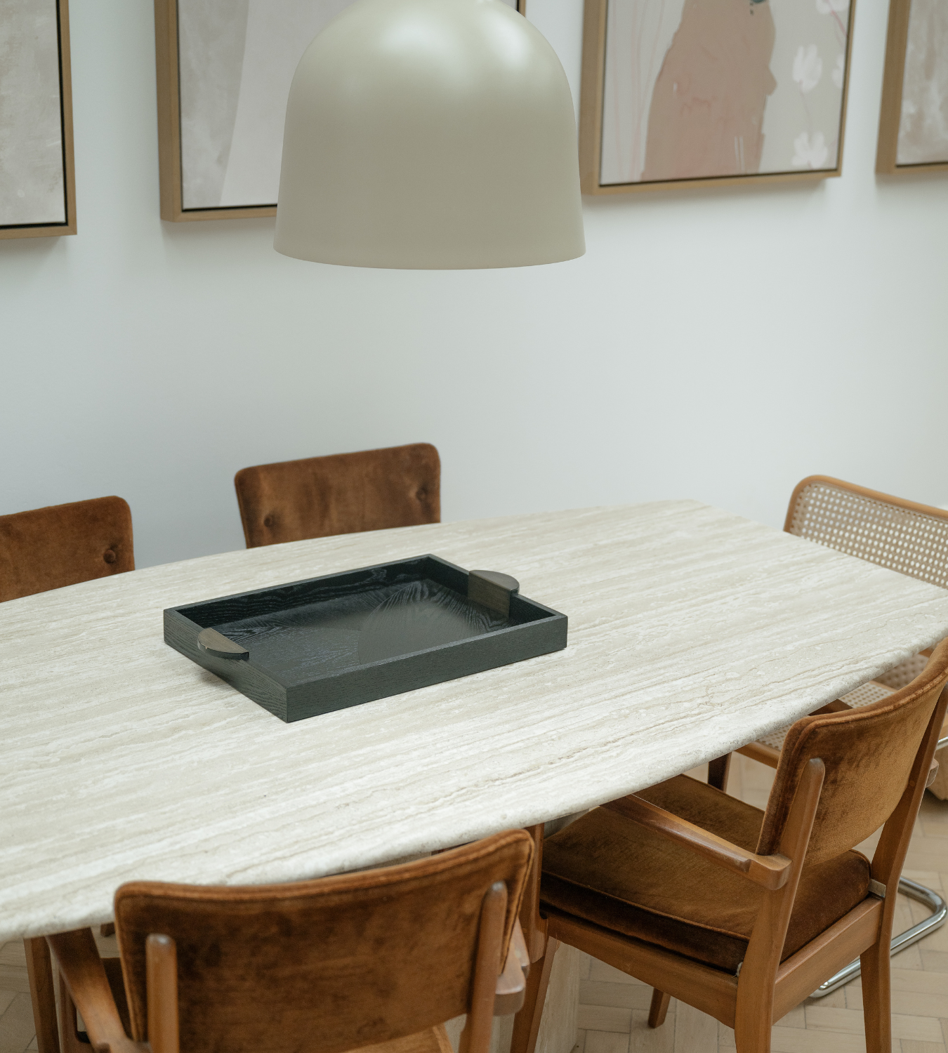 Black Wooden Tray with Gold Handle