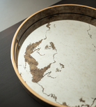 Round Marble Effect Mirrored Bronze Tray