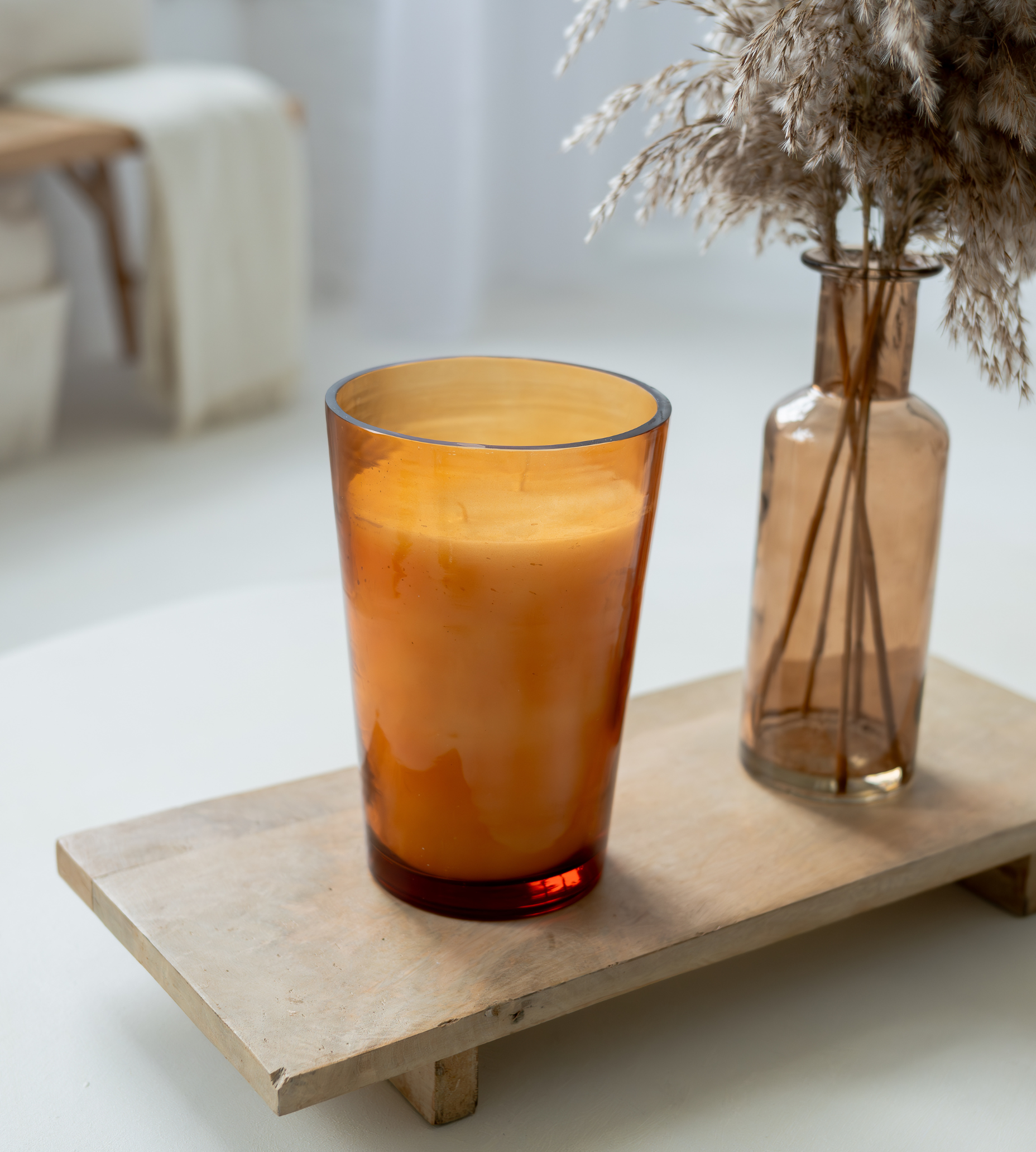 Large Tuberose Glass Amber Candle