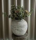 Large Round Distressed Stone Vase