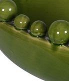 Green Ceramic Oval Bobble Edged Bowl