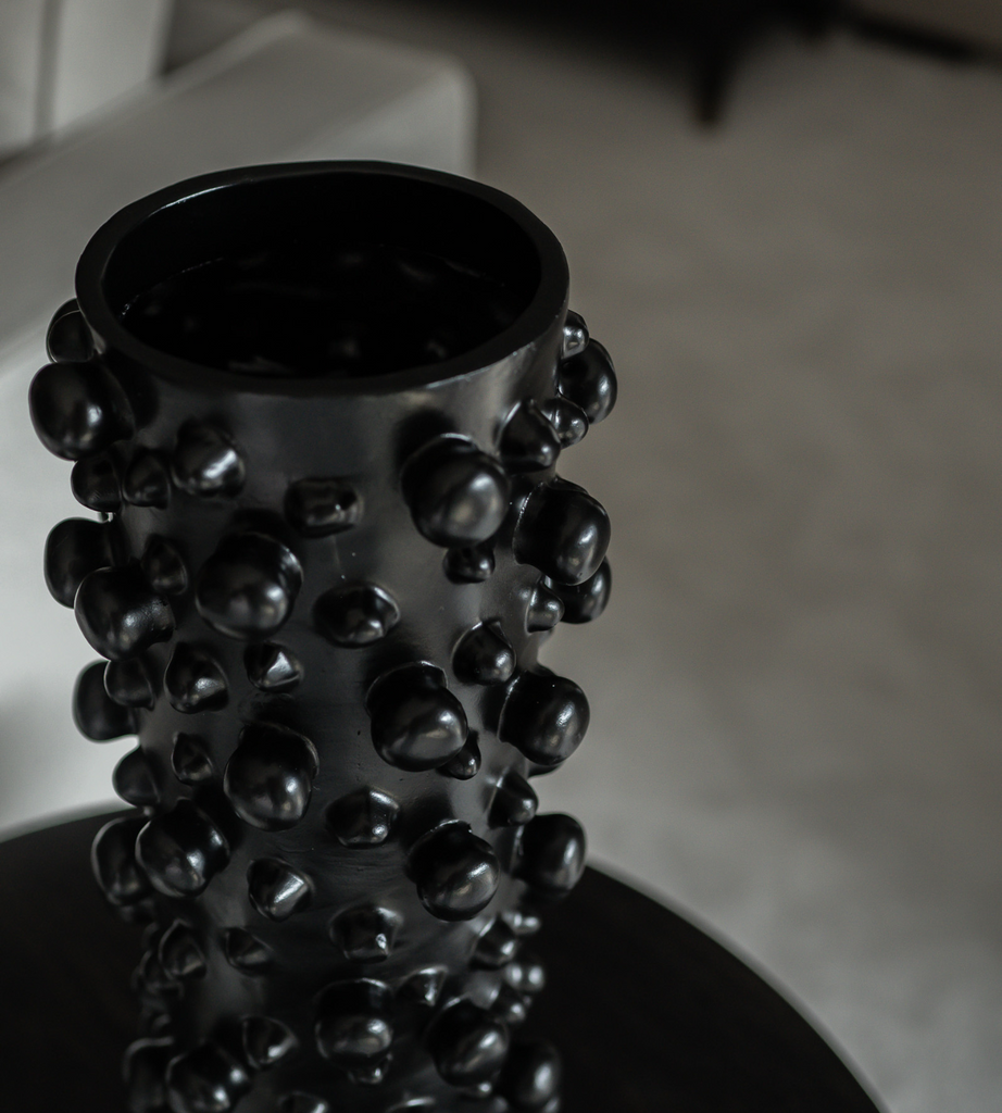 Black Matte Bubble Cylinder Vase