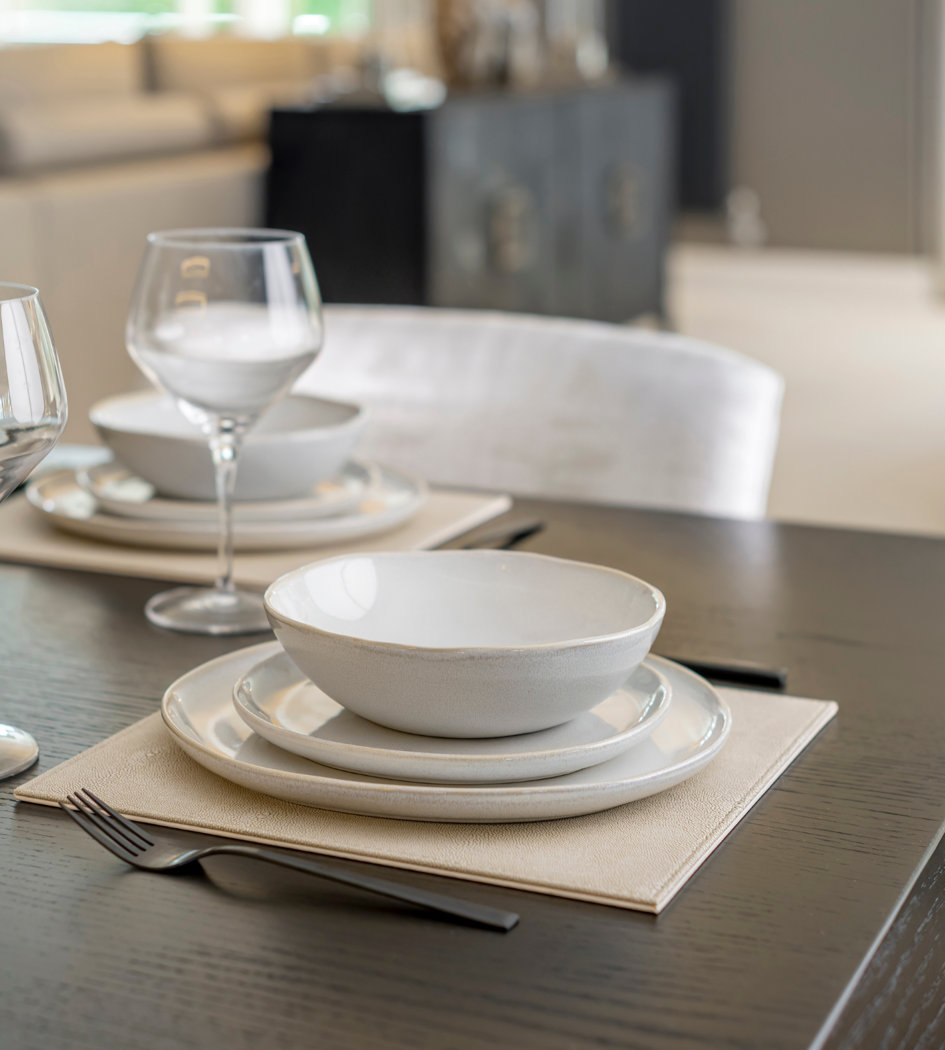 Cream Organic Shape 12 Piece Ceramic Dinner Set