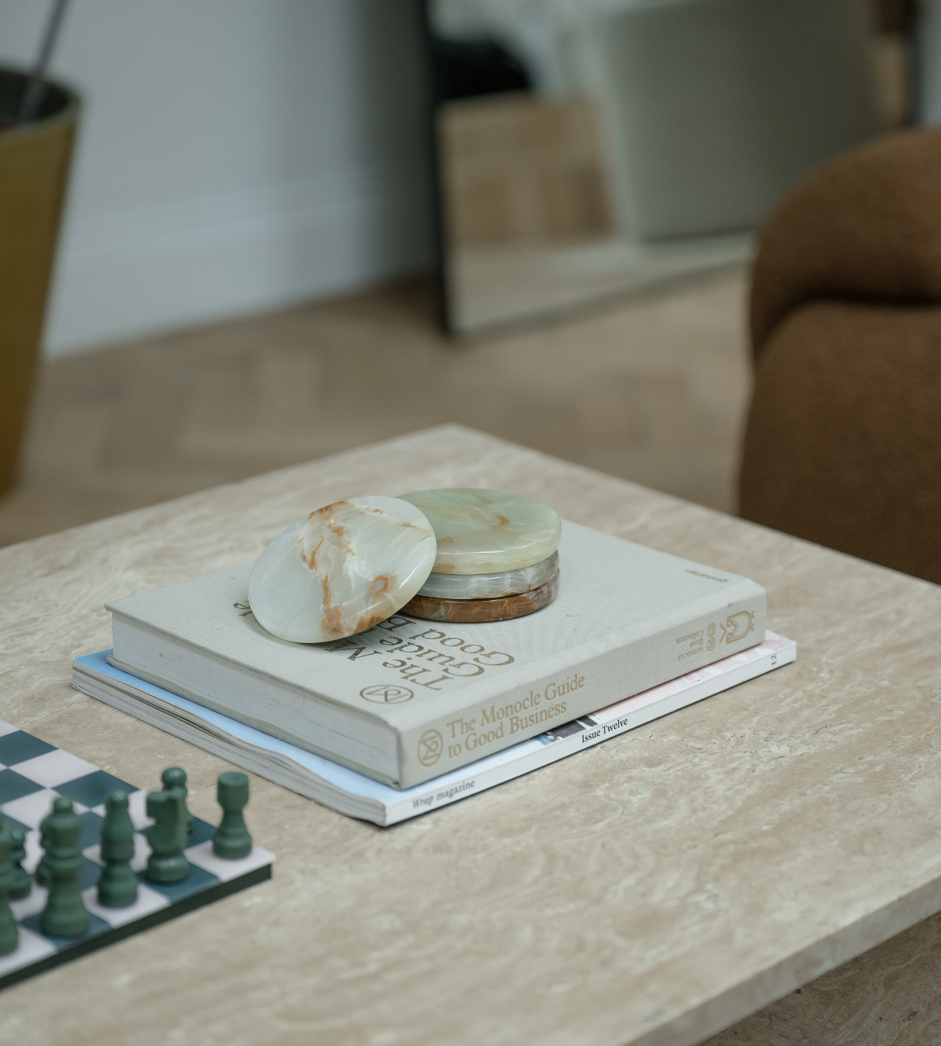 Set Of Four Onyx Marble Coasters